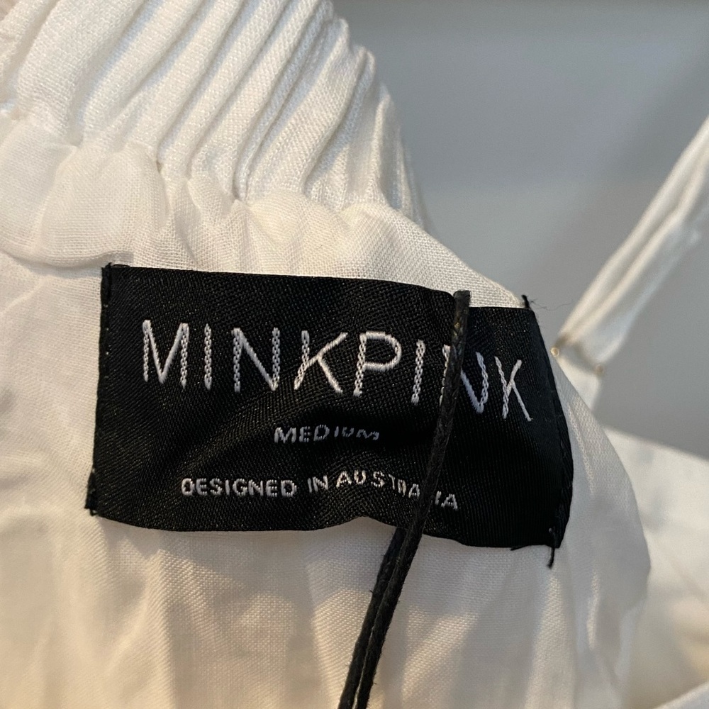 MinkPink White tropical palm tree embroidered midi dress - Picture 10 of 10